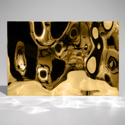 Декоративная нержавеющая сталь  3D Mirror Water Ripple Big Gold